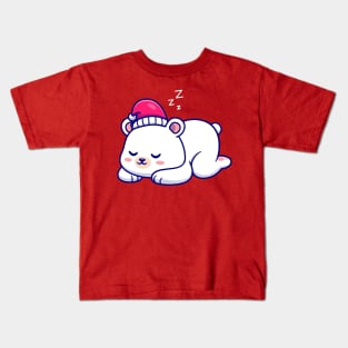 Cute Polar Bear Sleeping Cartoon Kids T-Shirt